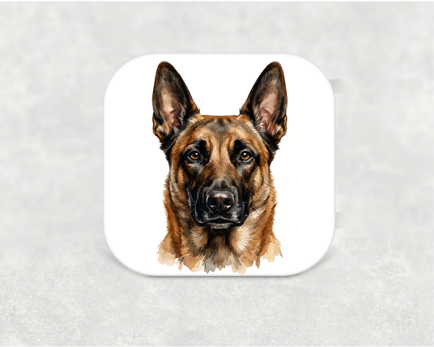 Belgian Malinois Coaster - MDF dog breed coaster with cork backing featuring a detailed Belgian Malinois illustration. Perfect gift for Belgian Malinois owners