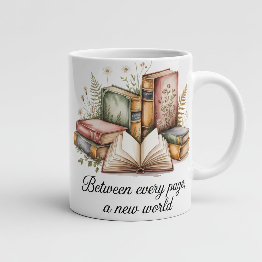 Between Every Page a New World Mug – Gift for Book Lovers