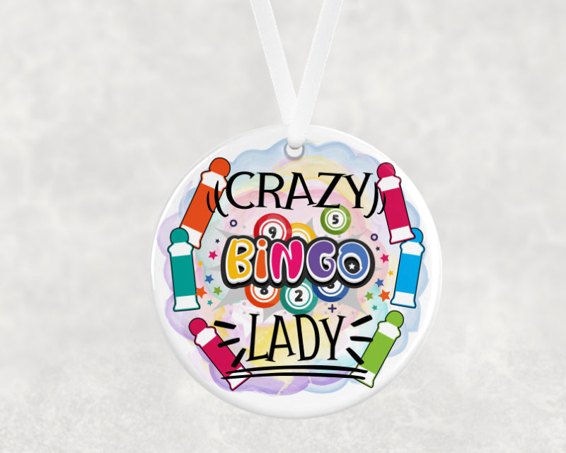 Crazy Bingo Lady Hanging Ornament – Funny Gift for Bingo Lovers