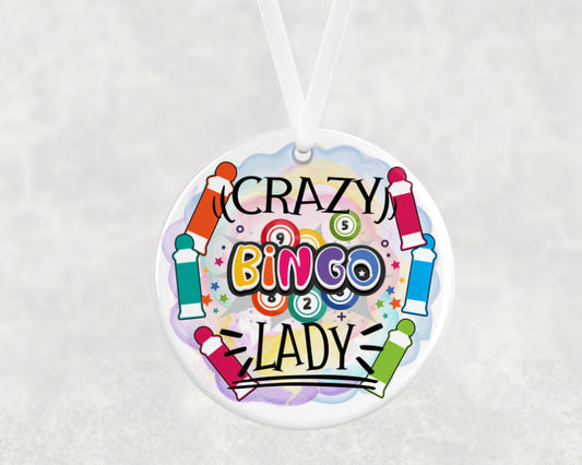 Crazy Bingo Lady Hanging Ornament – Funny Gift for Bingo Lovers