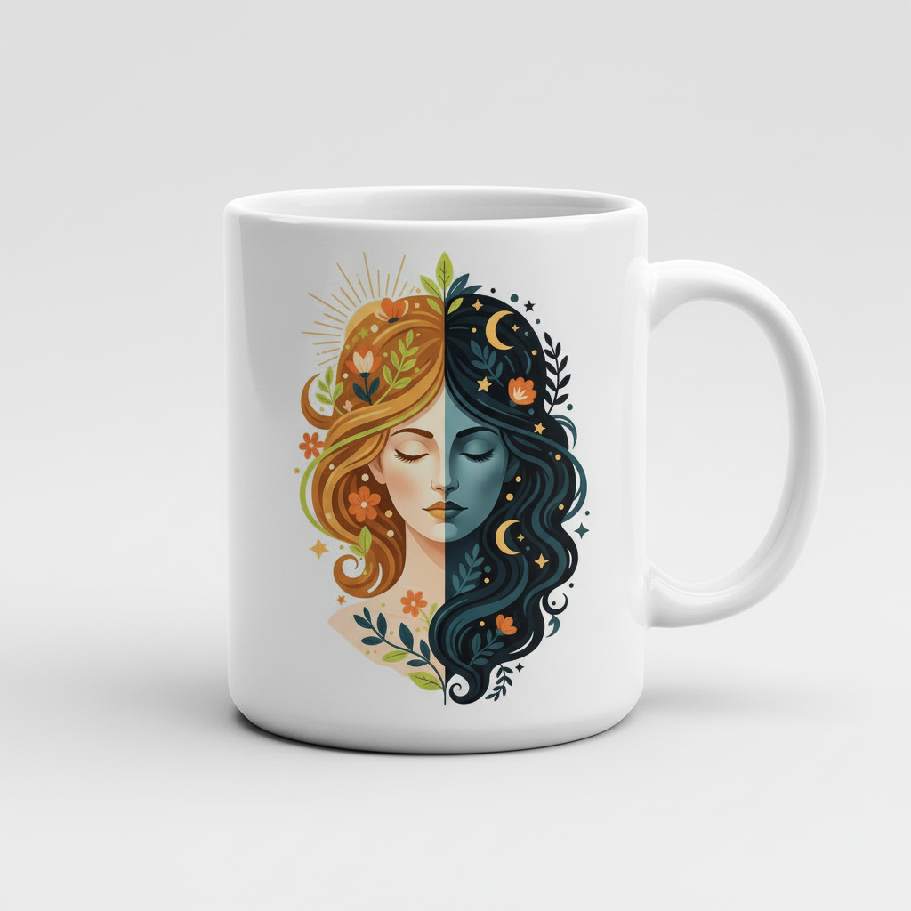 Light & Dark Split Face Mug – Meaningful Gift