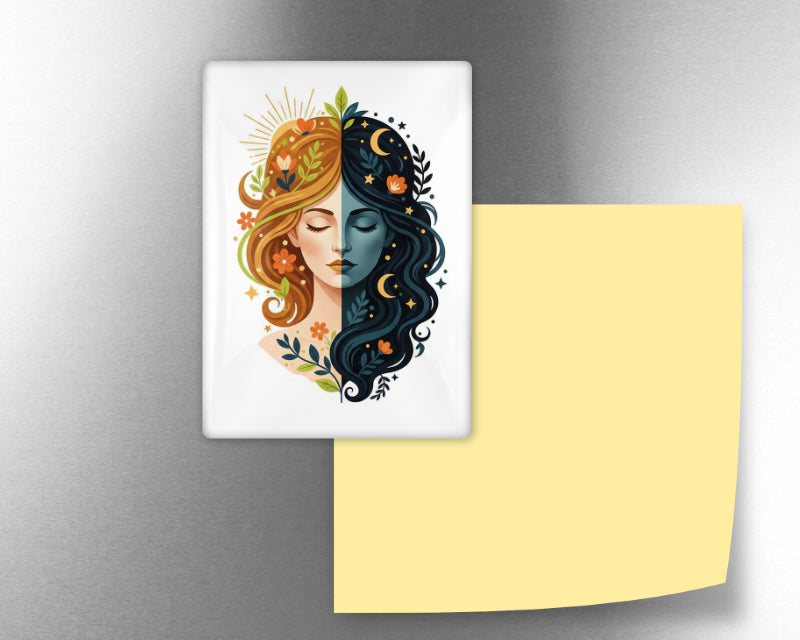 Light & Dark Split Face Glass Fridge Magnet – Meaningful Gift
