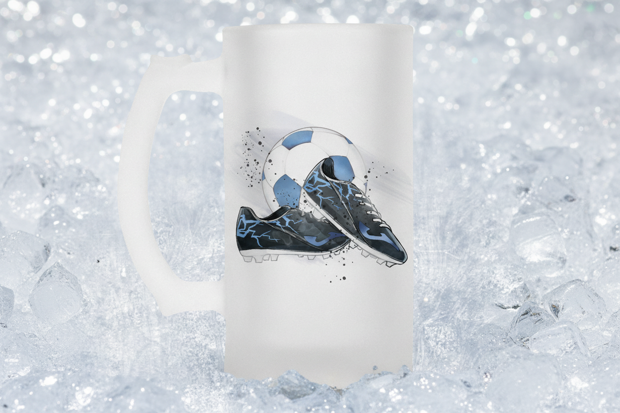 Football Frosted Beer Tankard - Blue