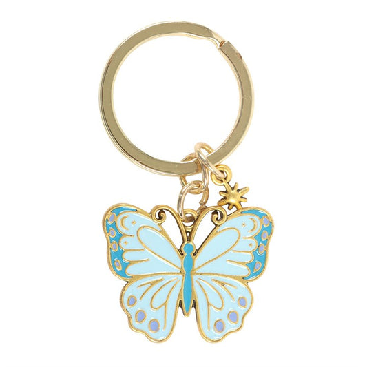 Luna Butterfly enamel keyring charm close up on white background