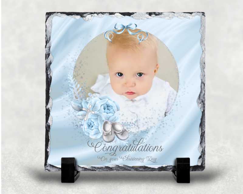 Personalised Christening Photo Slate – Blue Boy