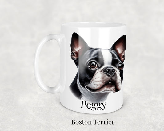 Boston Terrier Mug featuring a detailed illustration of a dapper and lively Boston Terrier dog