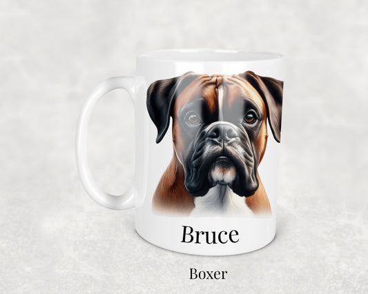 Boxer Mug featuring a detailed illustration of a loyal and playful Boxer dog