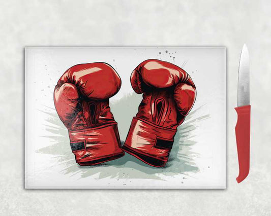 Boxing Gloves Glass Chopping Board