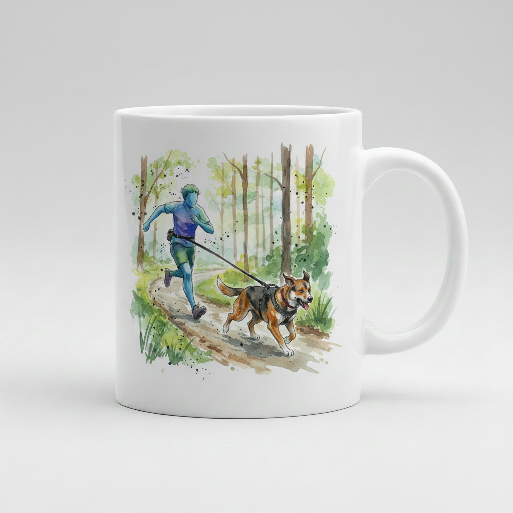 Canicross Runner and Dog in Woodland Mug