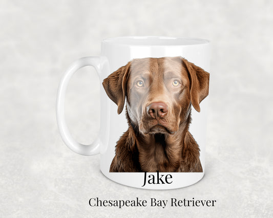 Chesapeake Bay Retriever Mug featuring a detailed illustration of a rugged and loyal Chesapeake Bay Retriever dog