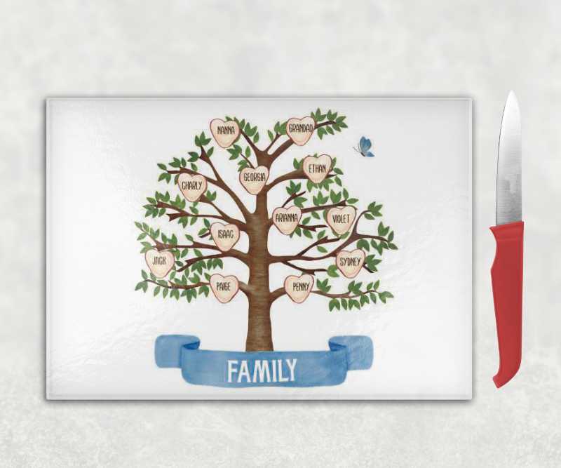 Family Tree Personalised Chopping Board