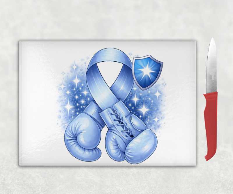 Blue Ribbon Boxing Gloves Glass Chopping Board – Meaningful Gift for Him