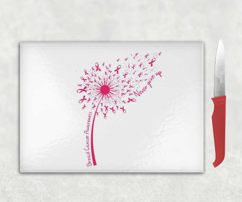 Dandelion Pink Ribbon Glass Chopping Board – Meaningful Gift