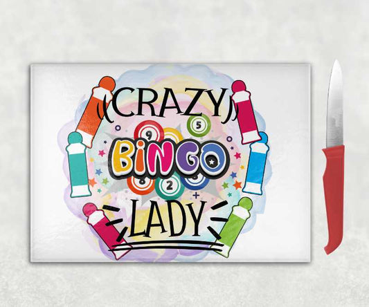 Crazy Bingo Lady Chopping Board – Funny Gift for Bingo Lovers