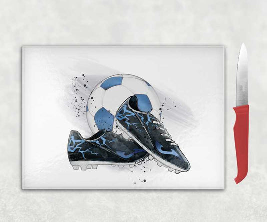 Football Glass Chopping Board - Blue