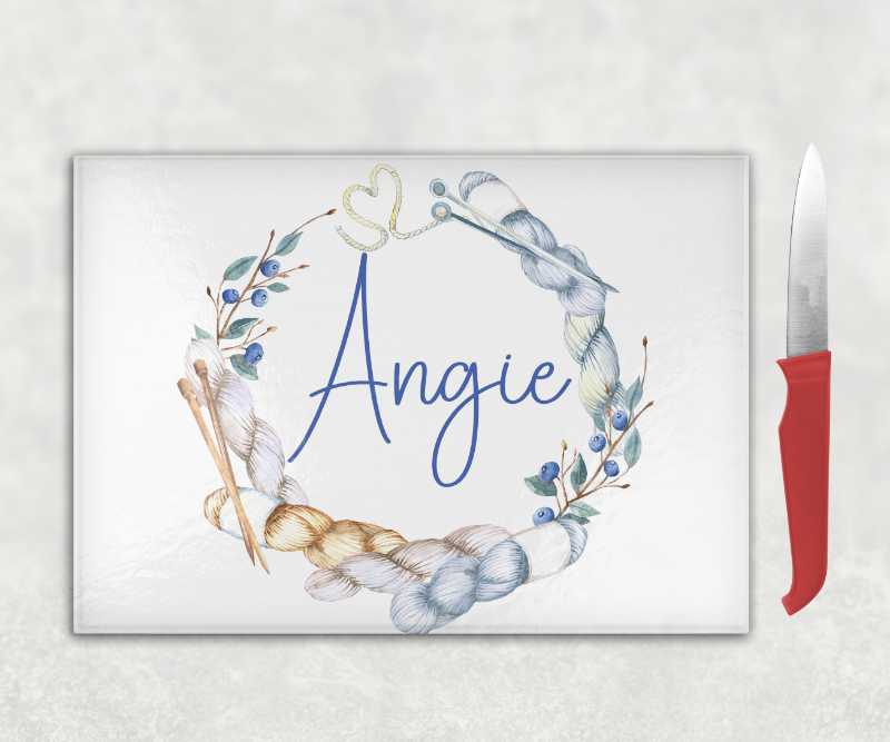 Personalised Knitting Glass Chopping Board