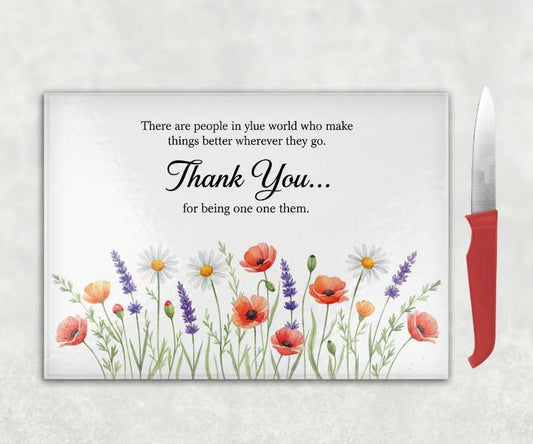 Personalised Thank You Chopping Board – Wildflower Gift for Someone Special
