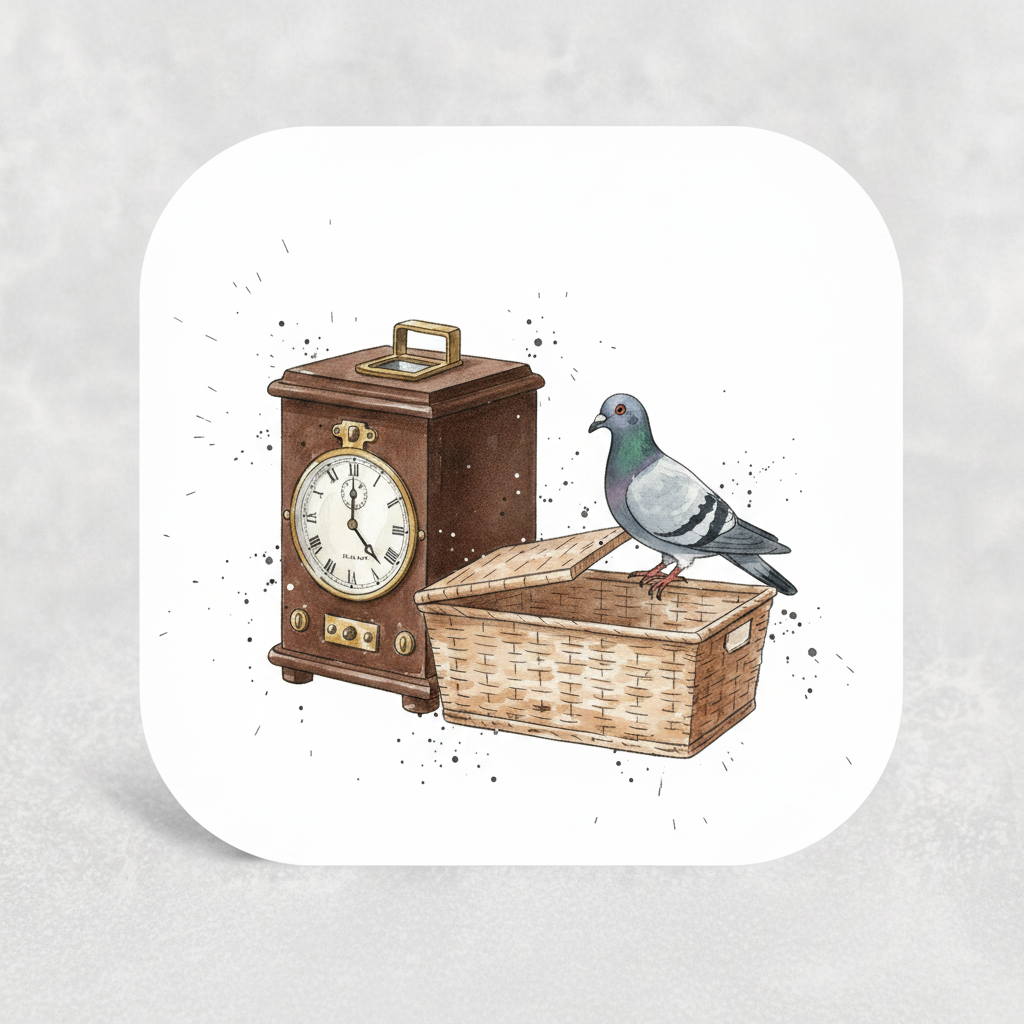 Clock, Basket & Pigeon Coaster