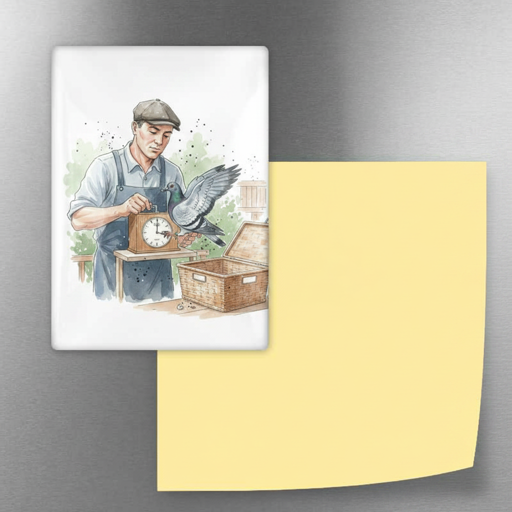 Pigeon Fancier Clocking In Fridge Magnet