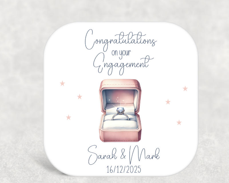 Personalised Congratulations on Your Engagement Coaster – Couple Keepsake Gift