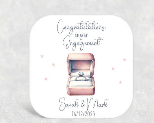Personalised Congratulations on Your Engagement Coaster – Couple Keepsake Gift