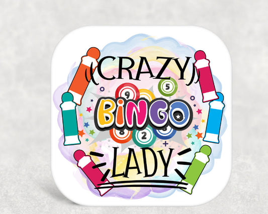 Crazy Bingo Lady Coaster – Funny Gift for Bingo Lovers