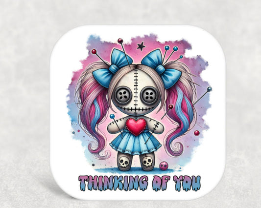 Thinking of You Gothic Girl Voodoo Doll Coaster