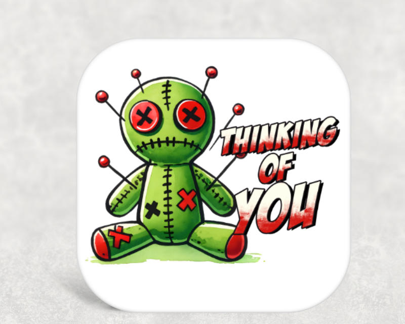Thinking of You Green Voodoo Doll Coaster