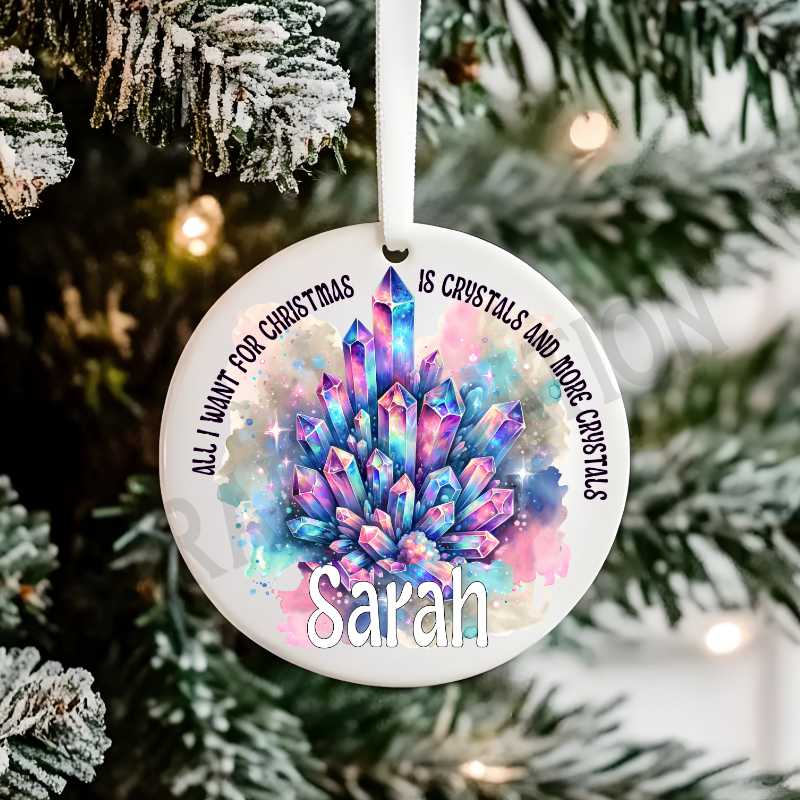 Personalised Crystal Christmas Tree Hanging Ornament Gift