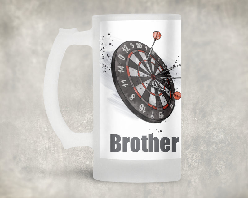 Darts Brother Frosted Glass Beer Stein