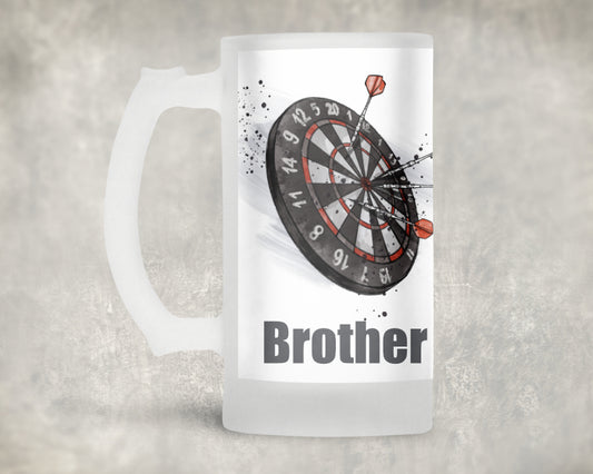 Darts Brother Frosted Glass Beer Stein
