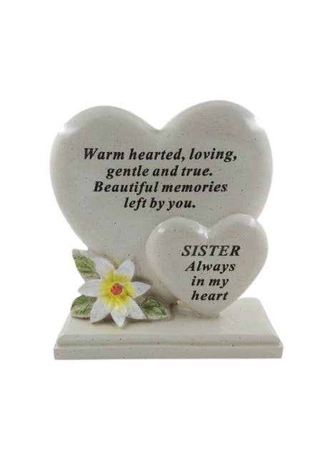 Sister Memorial Double Heart Plaque
