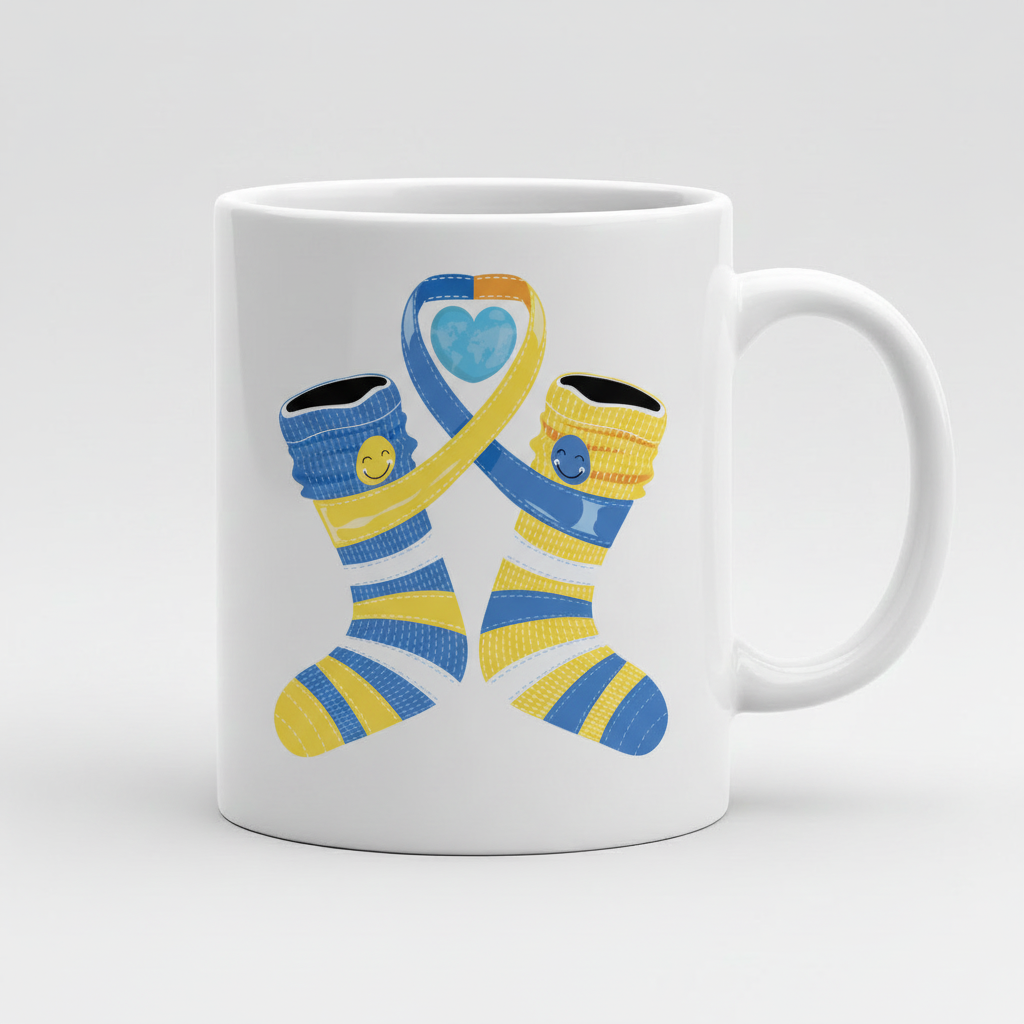 Socks Ribbon Heart Mug – Extra Chromosome Celebration Gift