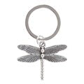 Antique silver dragonfly keyring charm close up