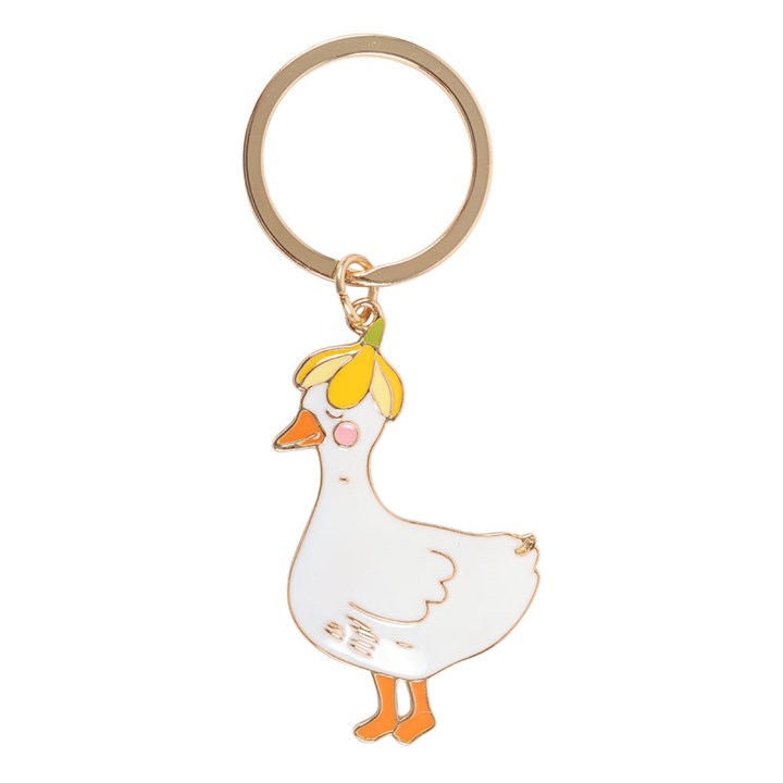 Waddle On Duck Keyring enamel charm close up
