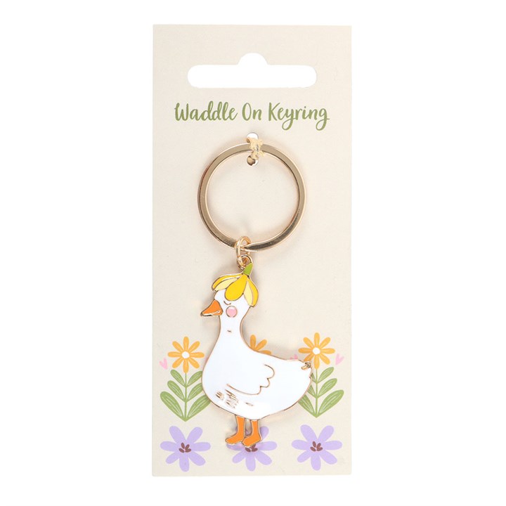 Waddle On Duck Keyring front view on packaging
