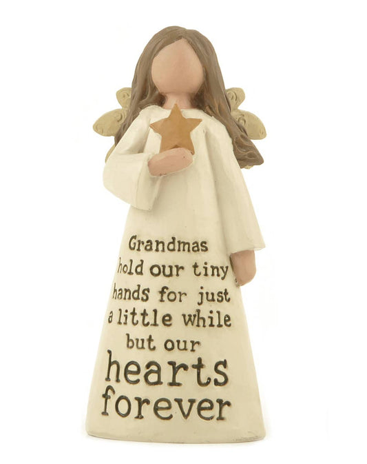 GRANDMAS HOLDS ANGEL DECORATION