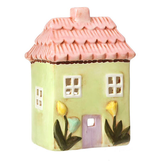 PALE GREEN CERAMIC T-LIGHT HOLDER