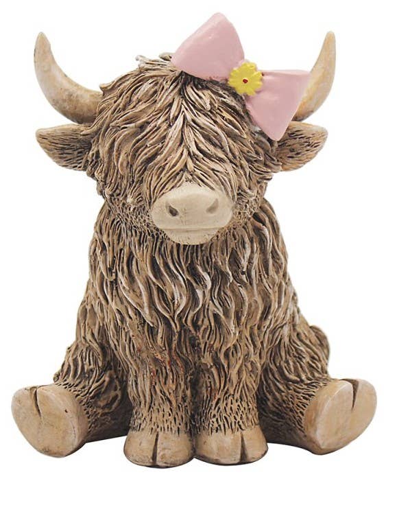 Highland Cow Pink Bow