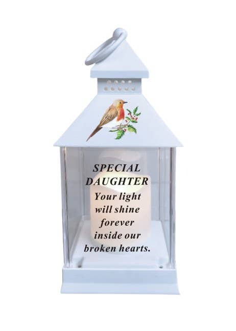 Daughter Memorial Battery Operated Robin Lantern