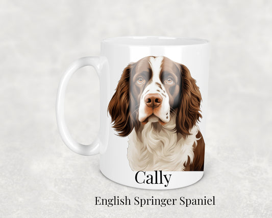 English Springer Spaniel Mug featuring a detailed illustration of a lively and affectionate English Springer Spaniel dog