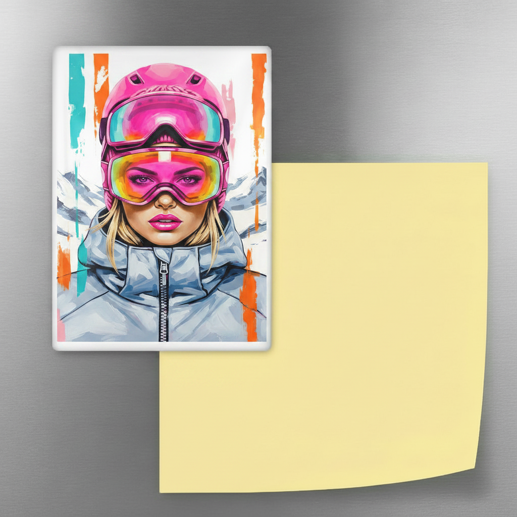 Female Skier Fridge Magnet