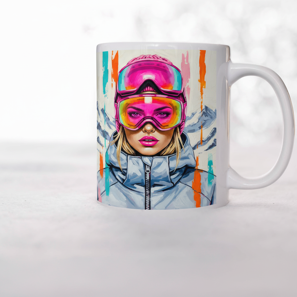 Female Skier Mug