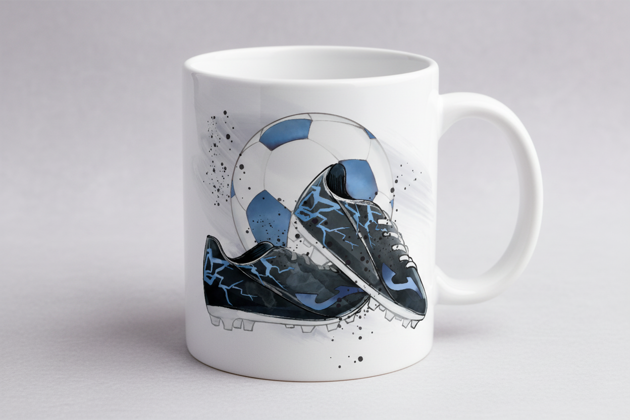 Football 11oz Ceramic Mug - Blue