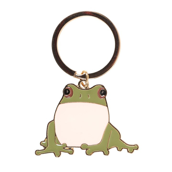 Lucky Frog enamel keyring charm close up on white background