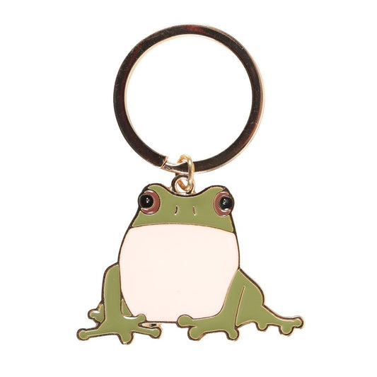 Lucky Frog enamel keyring charm close up on white background