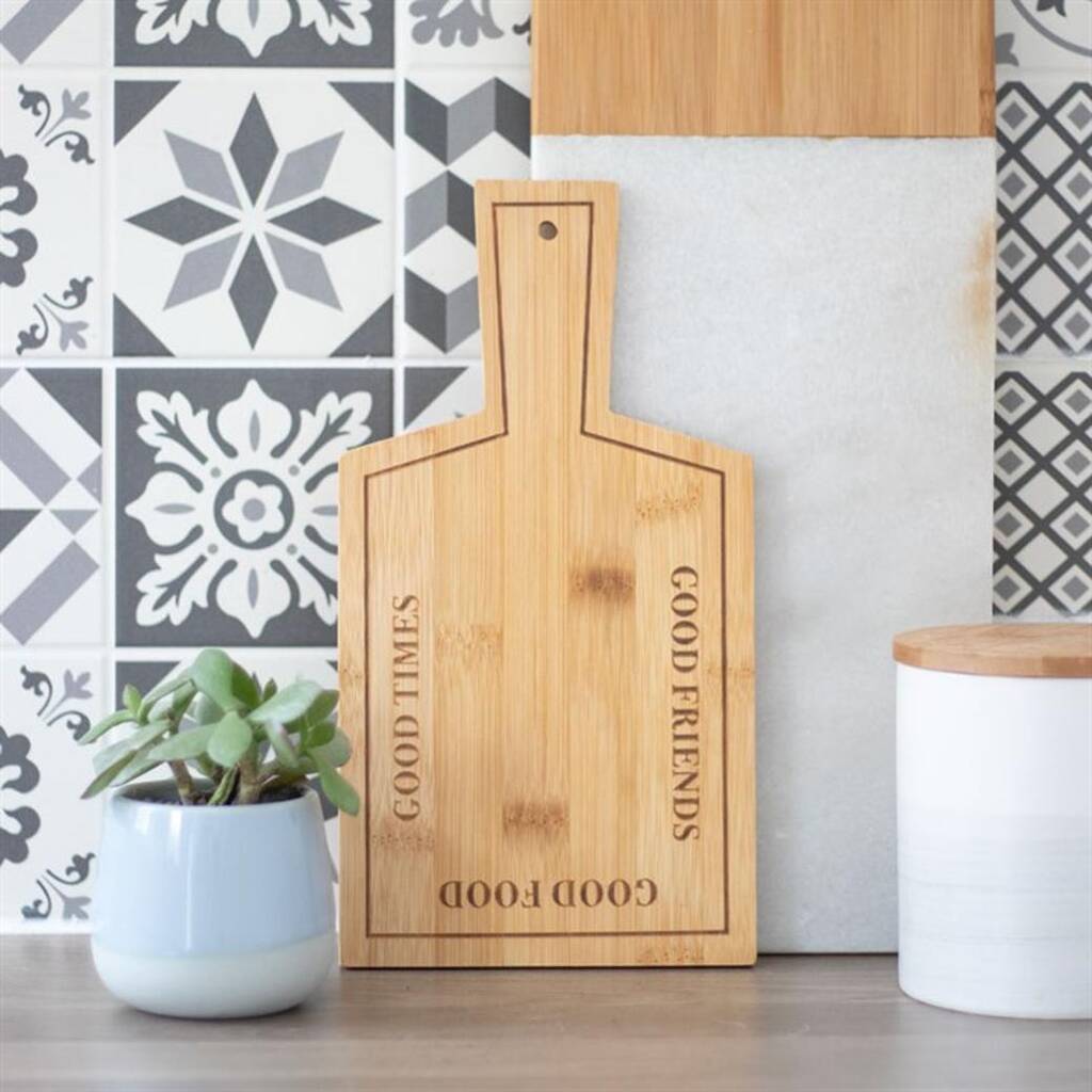 Good Times Good Friends Good Food Bamboo Serving Board