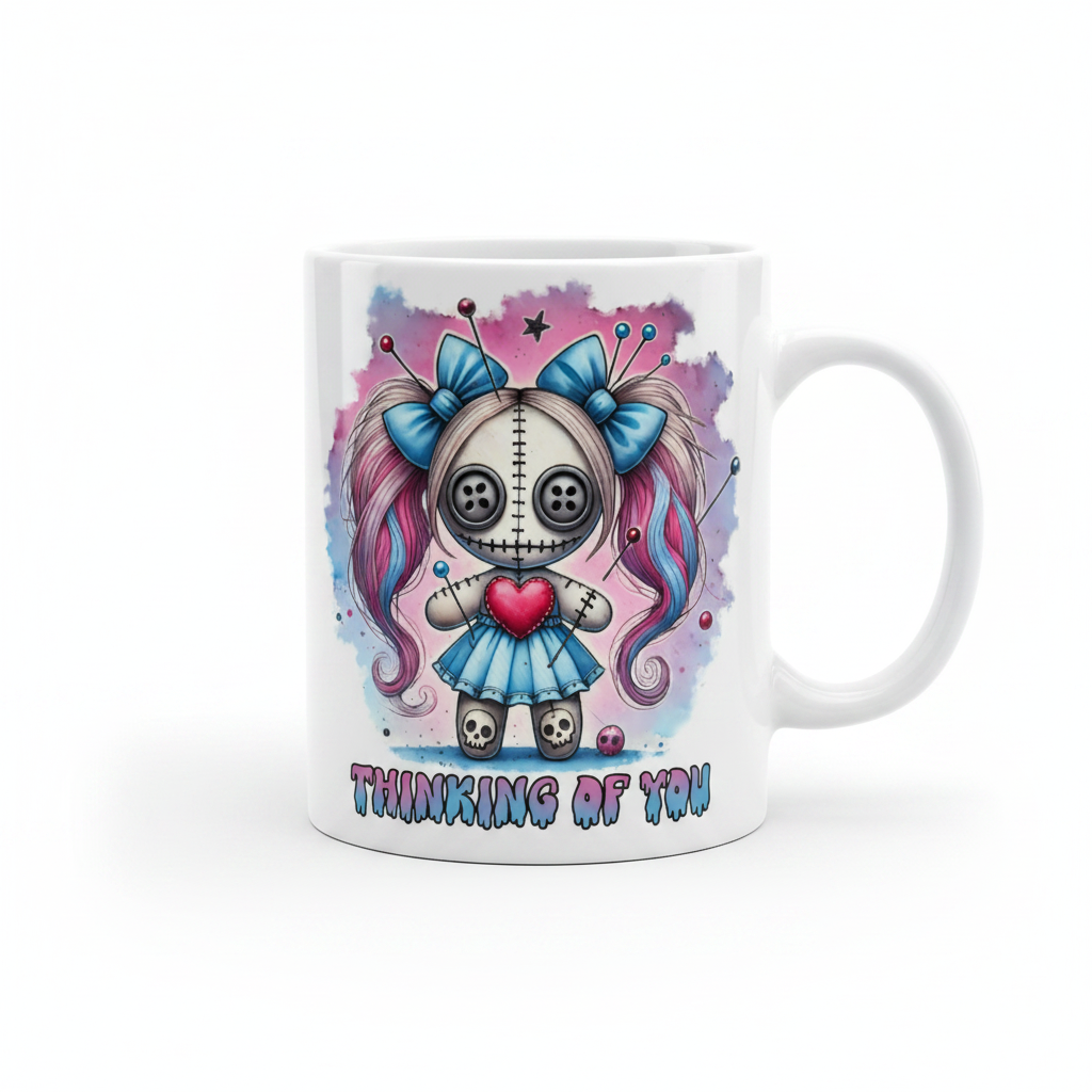 Thinking of You Gothic Girl Voodoo Doll Mug