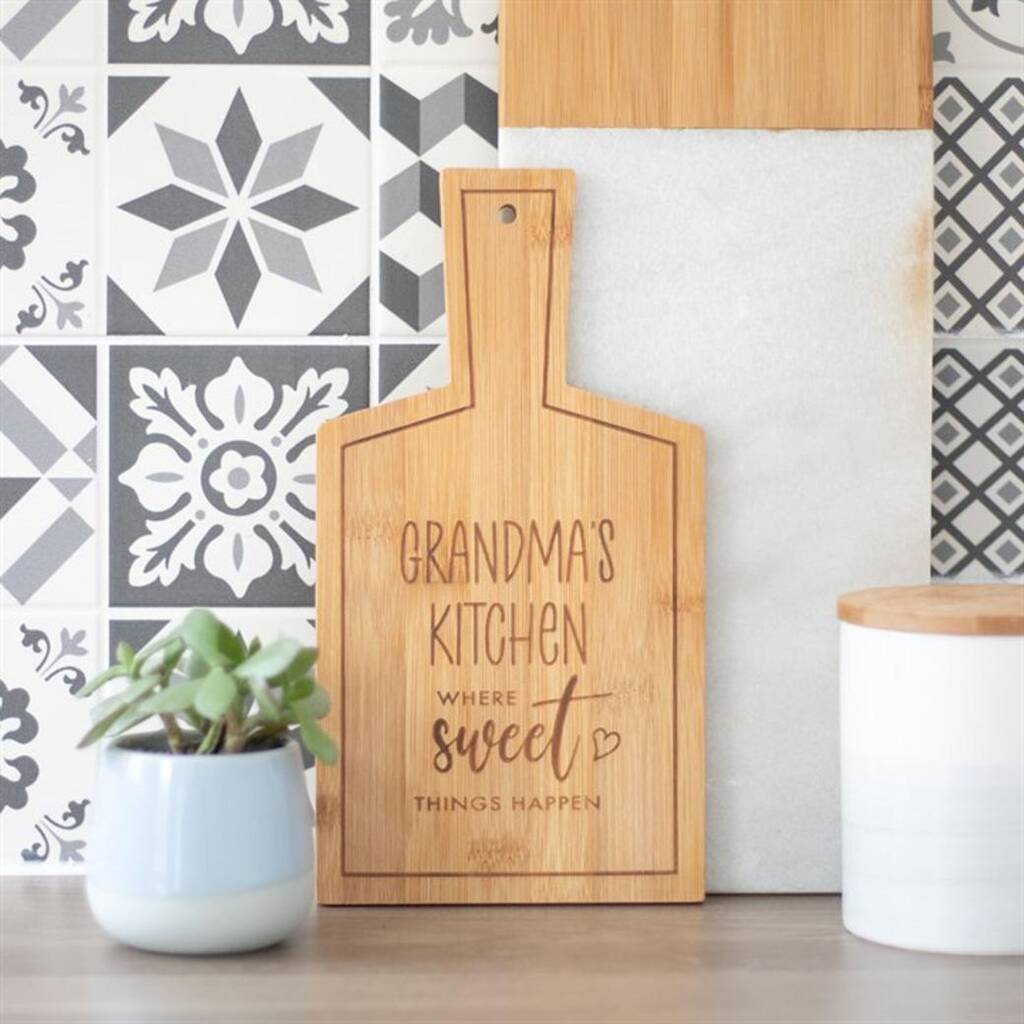 Grandma's Kitchen Where Sweet Things Happen Bamboo Serving Board