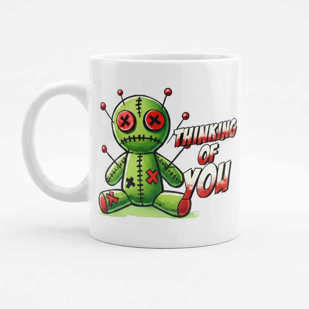 Thinking of You Green Voodoo Doll Mug